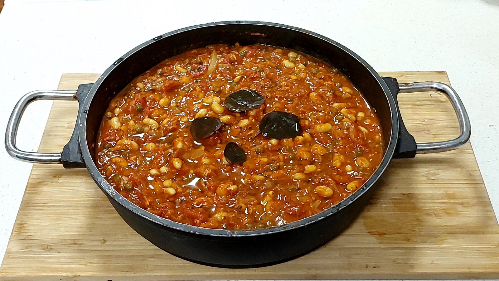 Recipe - Greek Inspired Butter Beans with Capers and Caper Leaves