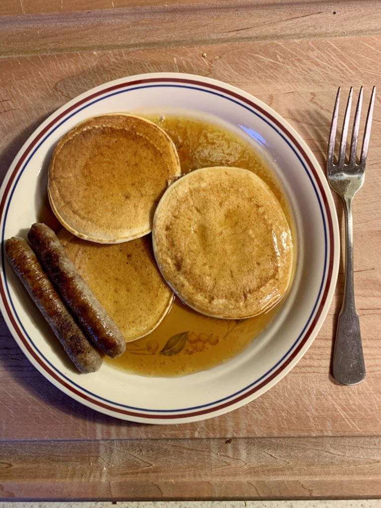 Reheated Pancakes And Sausages