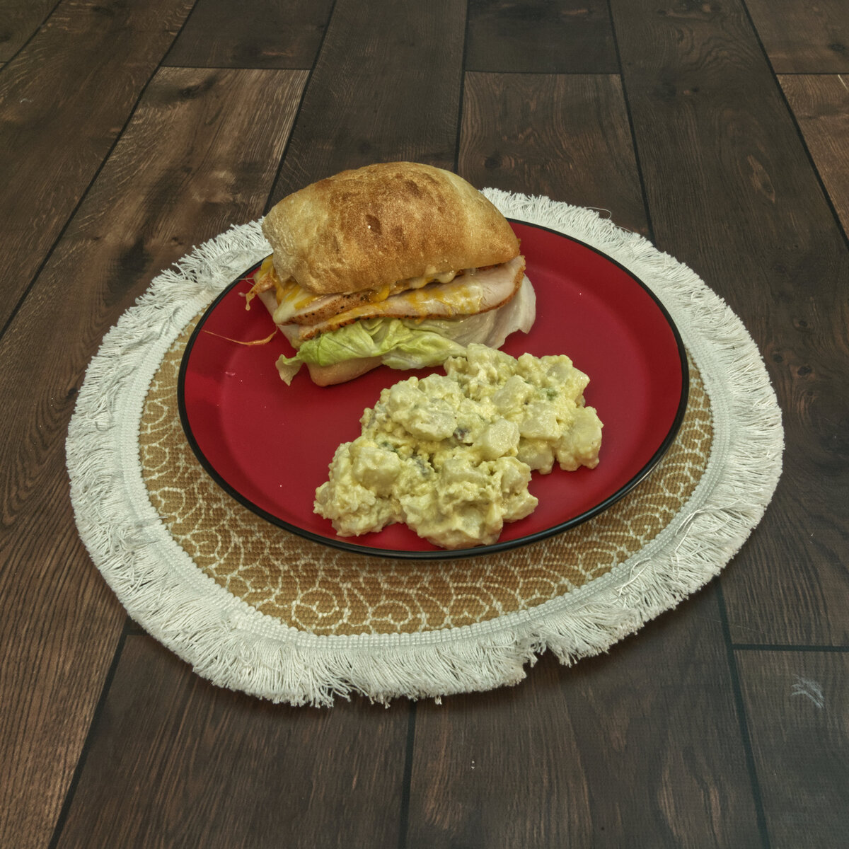 Roast Turkey and Cheese Sandwiich with Potato Salad