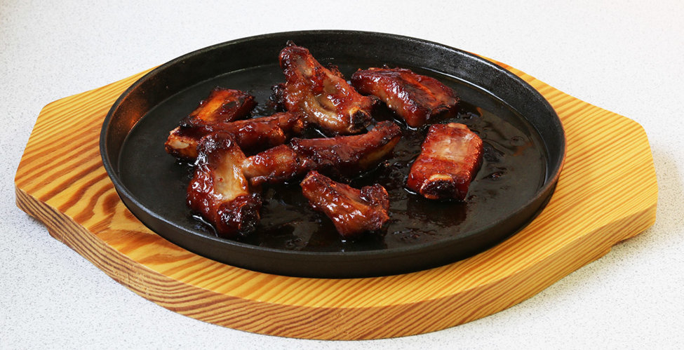 Roasted honey glazed pork ribs.