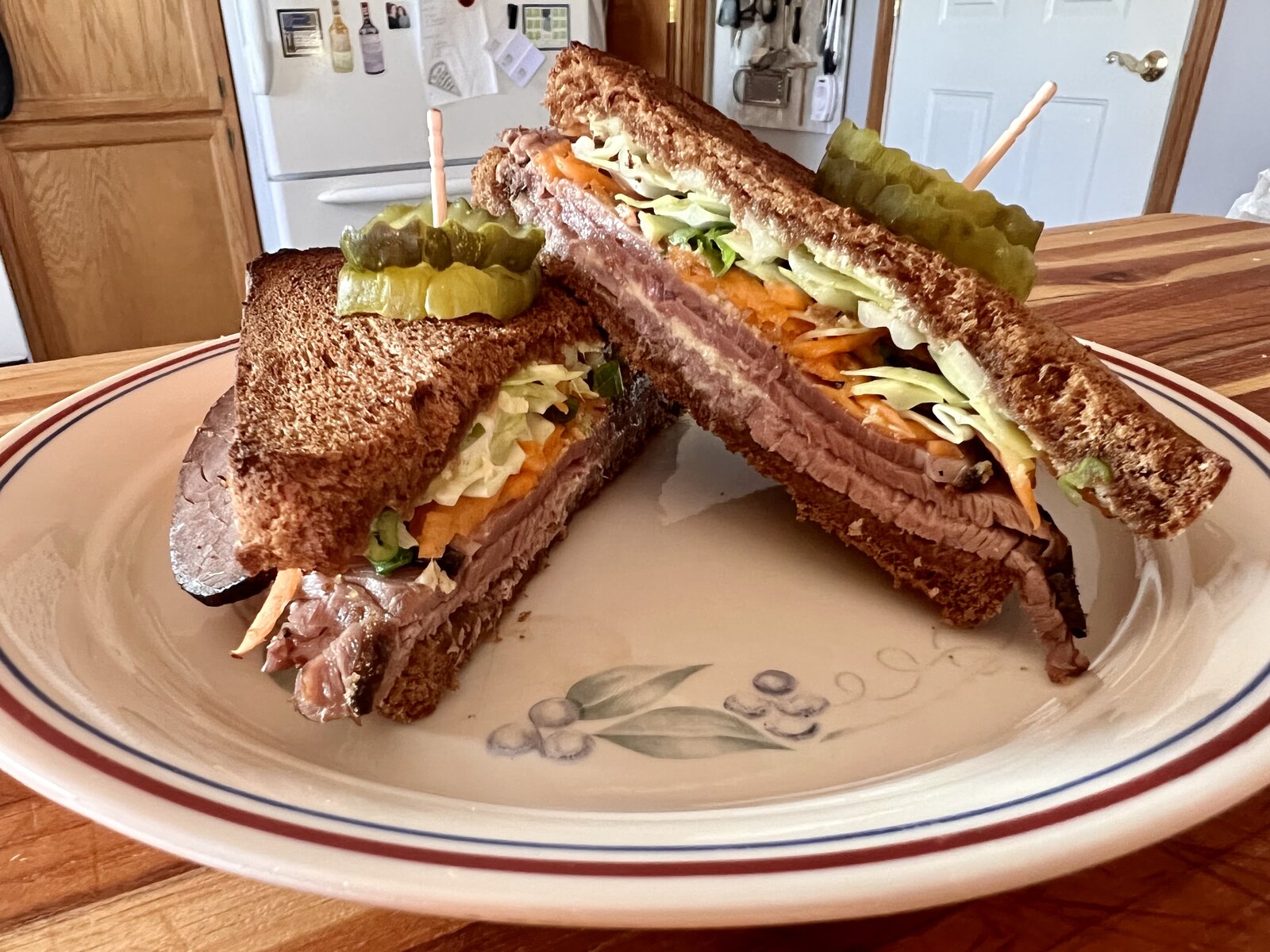 Rye Toast with Roast Beef & Coleslaw