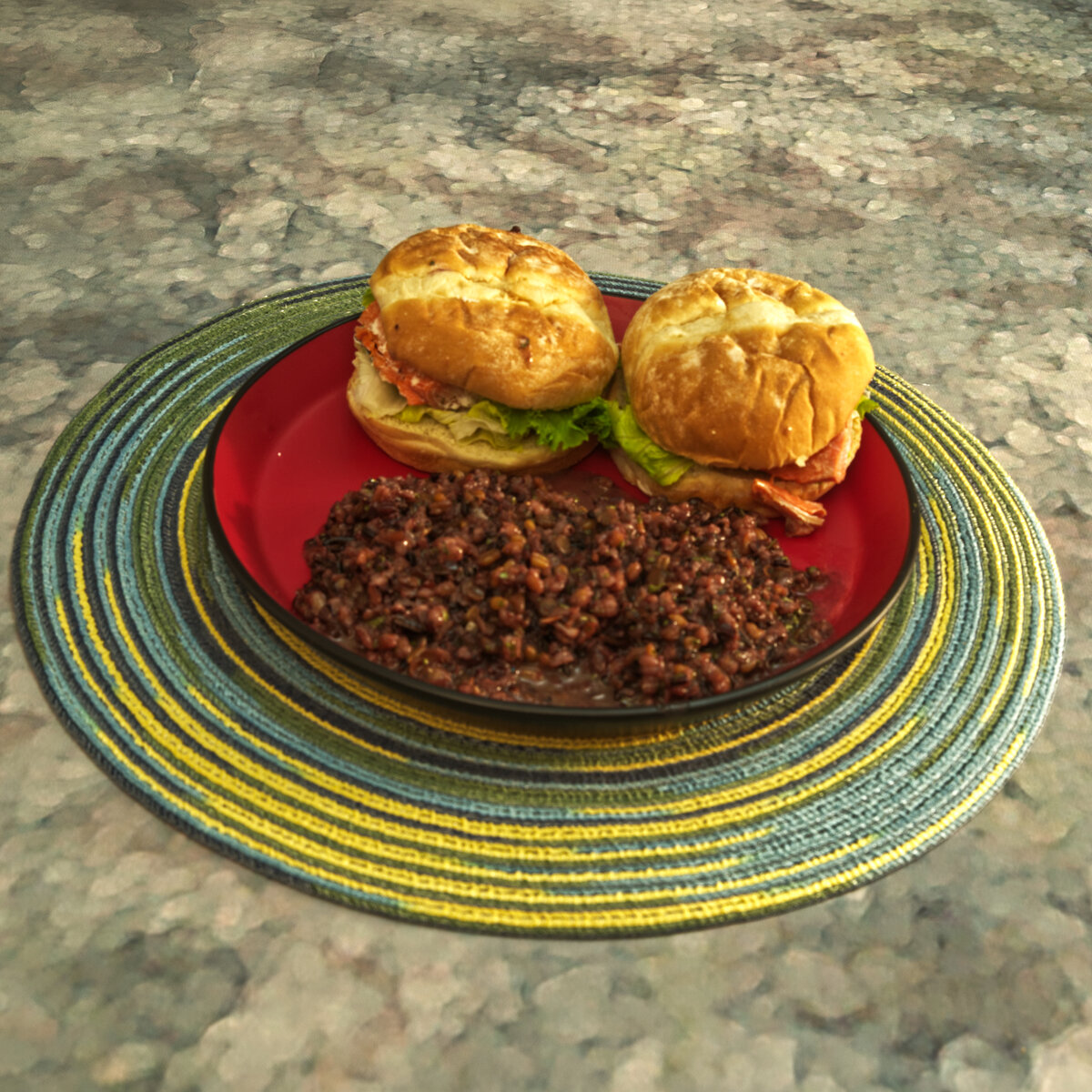Salmon Sandwiches with Black Rice and Lentils