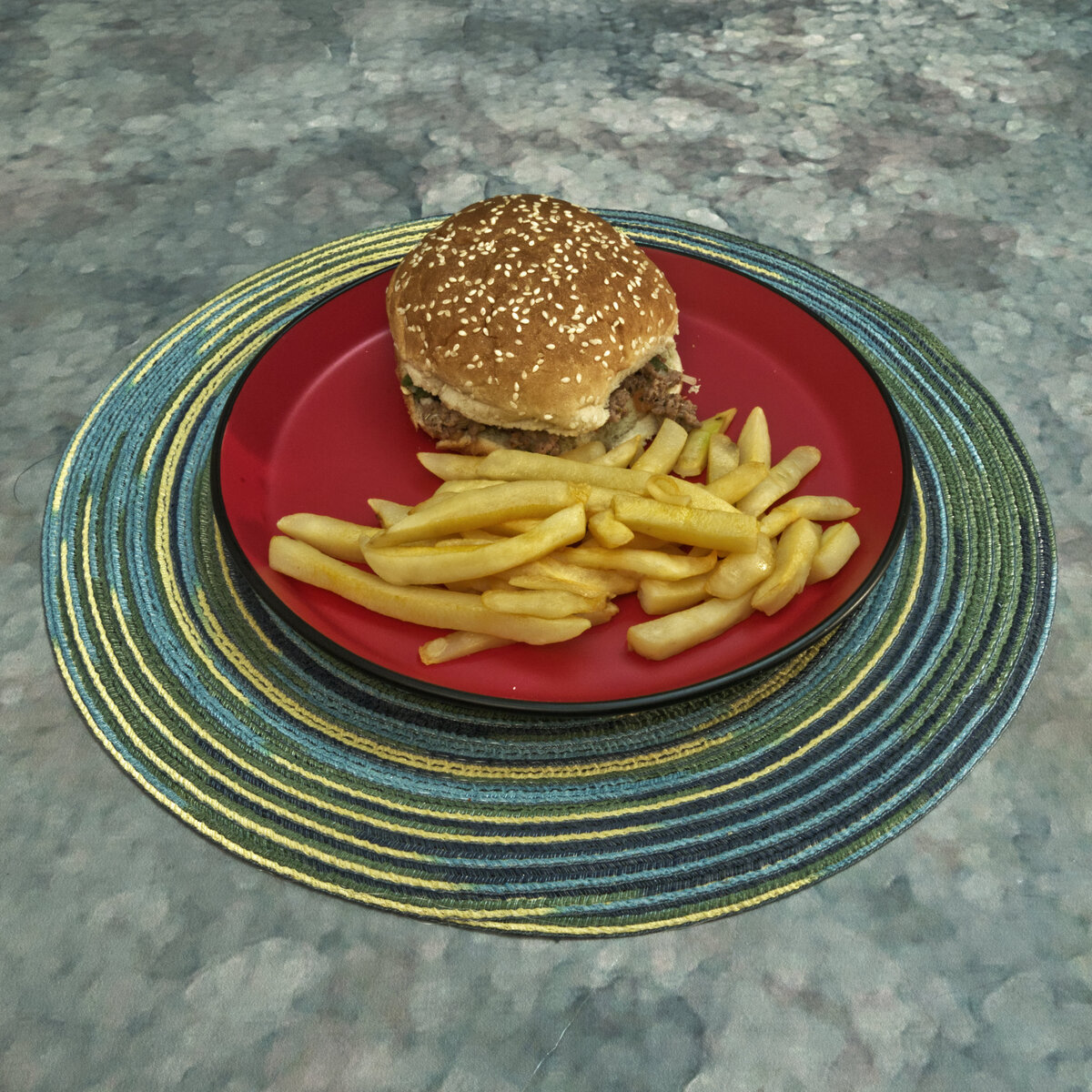 Sloppy Joe Sandwich and French Fries