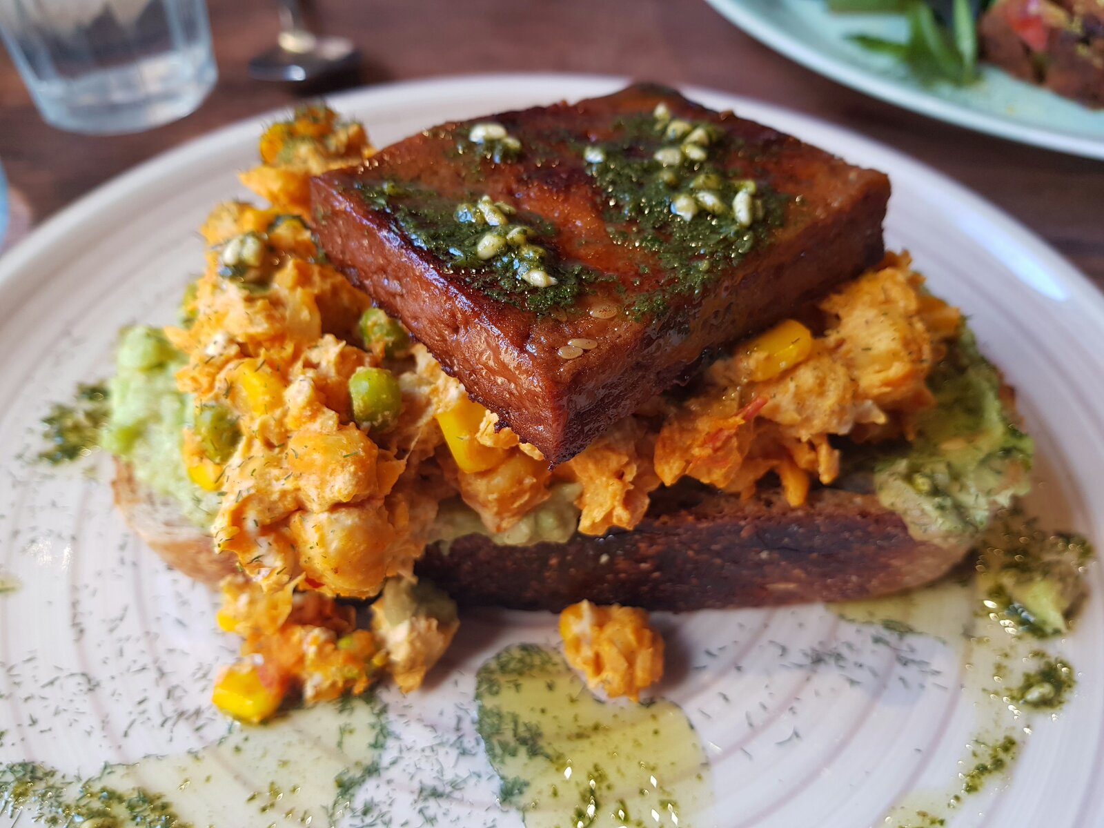 Smashed Avo & Chickpea on sourdough with tofu