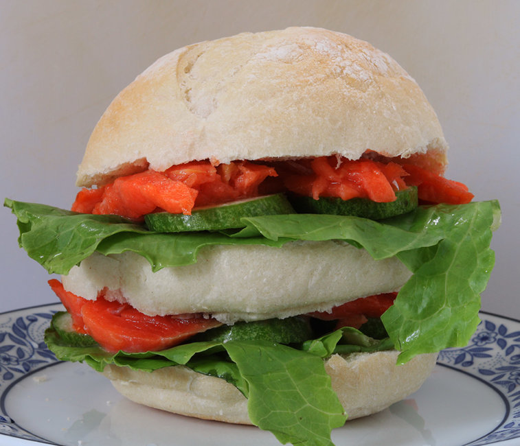 Smoked salmon in sourdough.