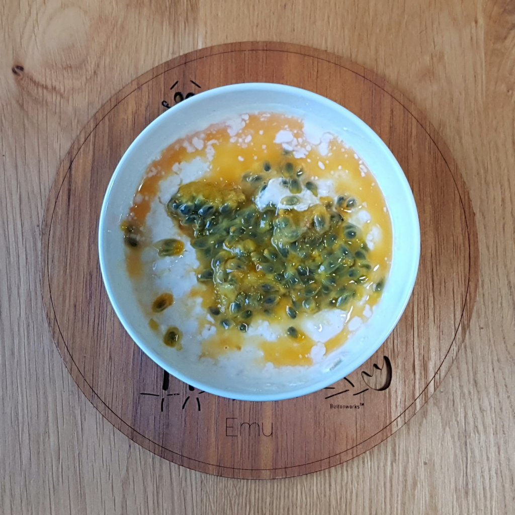 Soaked (Raw) porridge oats with passion fruit