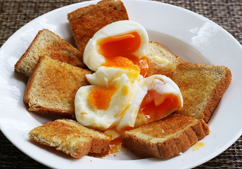 Soft boiled eggs on toast - bled