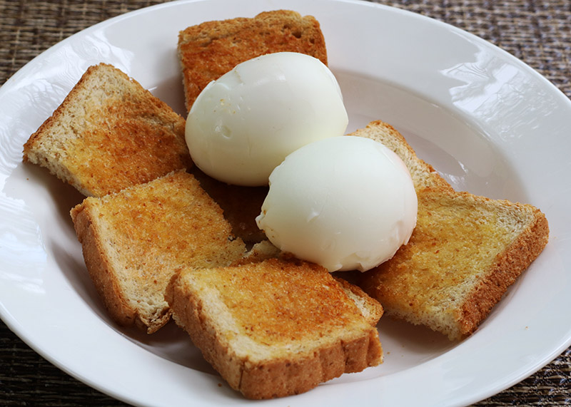 Soft boiled eggs on toast