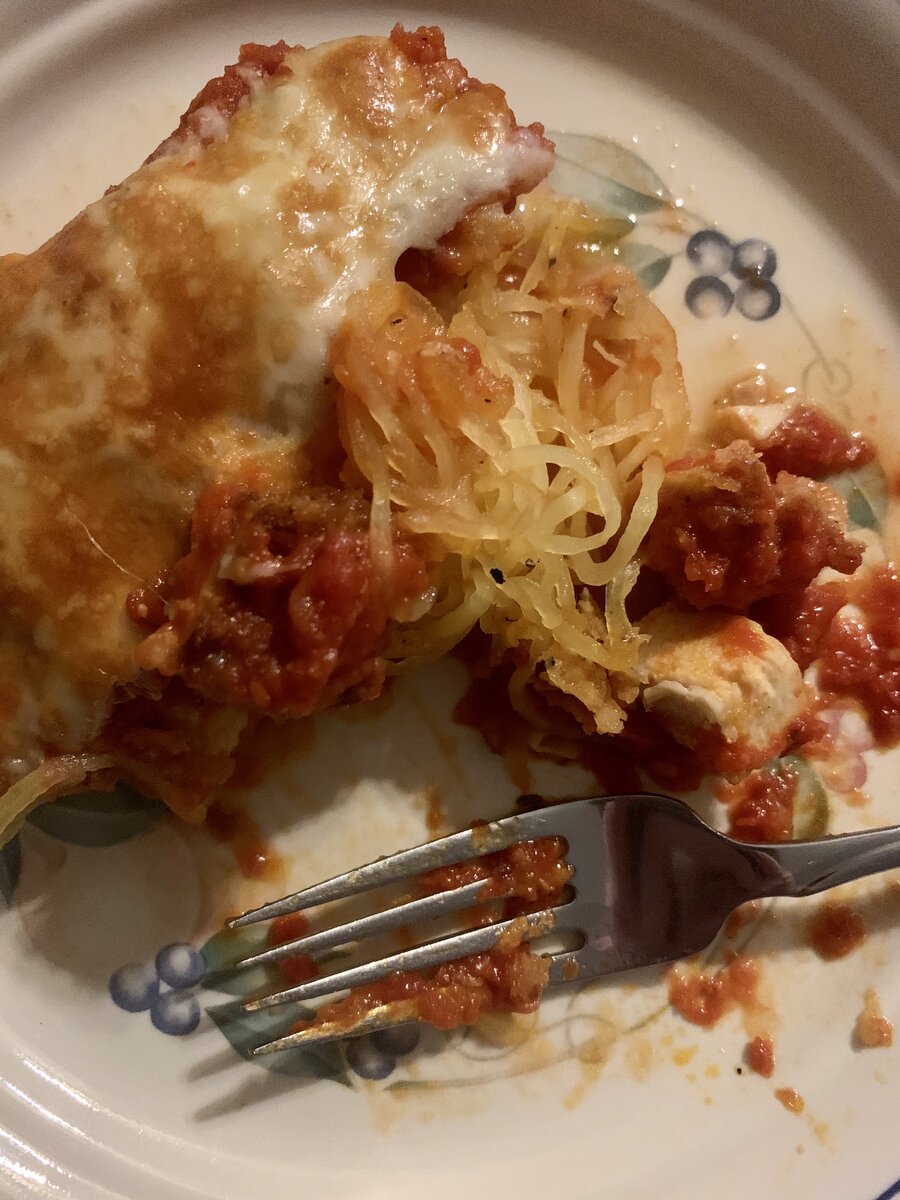 Spaghetti Squash-Chicken Parm Bake