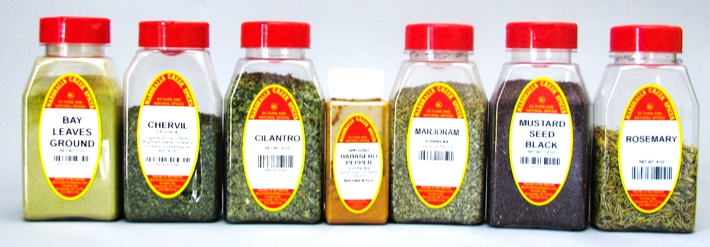 Spices - Bay Leaves, Chervil, Cilantro, Habanero, Marjoram, Black Mustard Seed and Rosemary