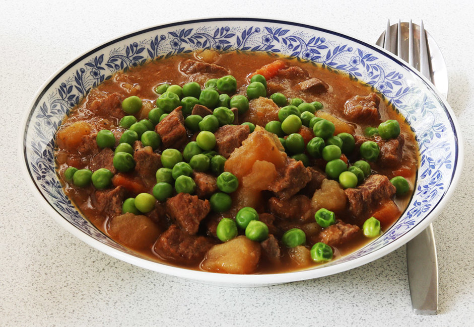 Stew with peas (shaded).