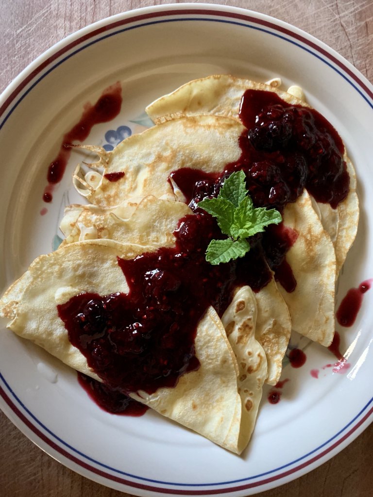 Sweet Crepes Filled With Creme Fraiche