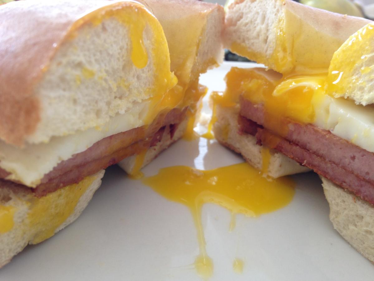 Taylor's Ham Egg and Cheese Bagel Sandwich