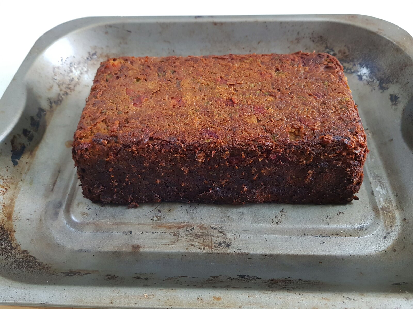 Tempeh loaf before slicing