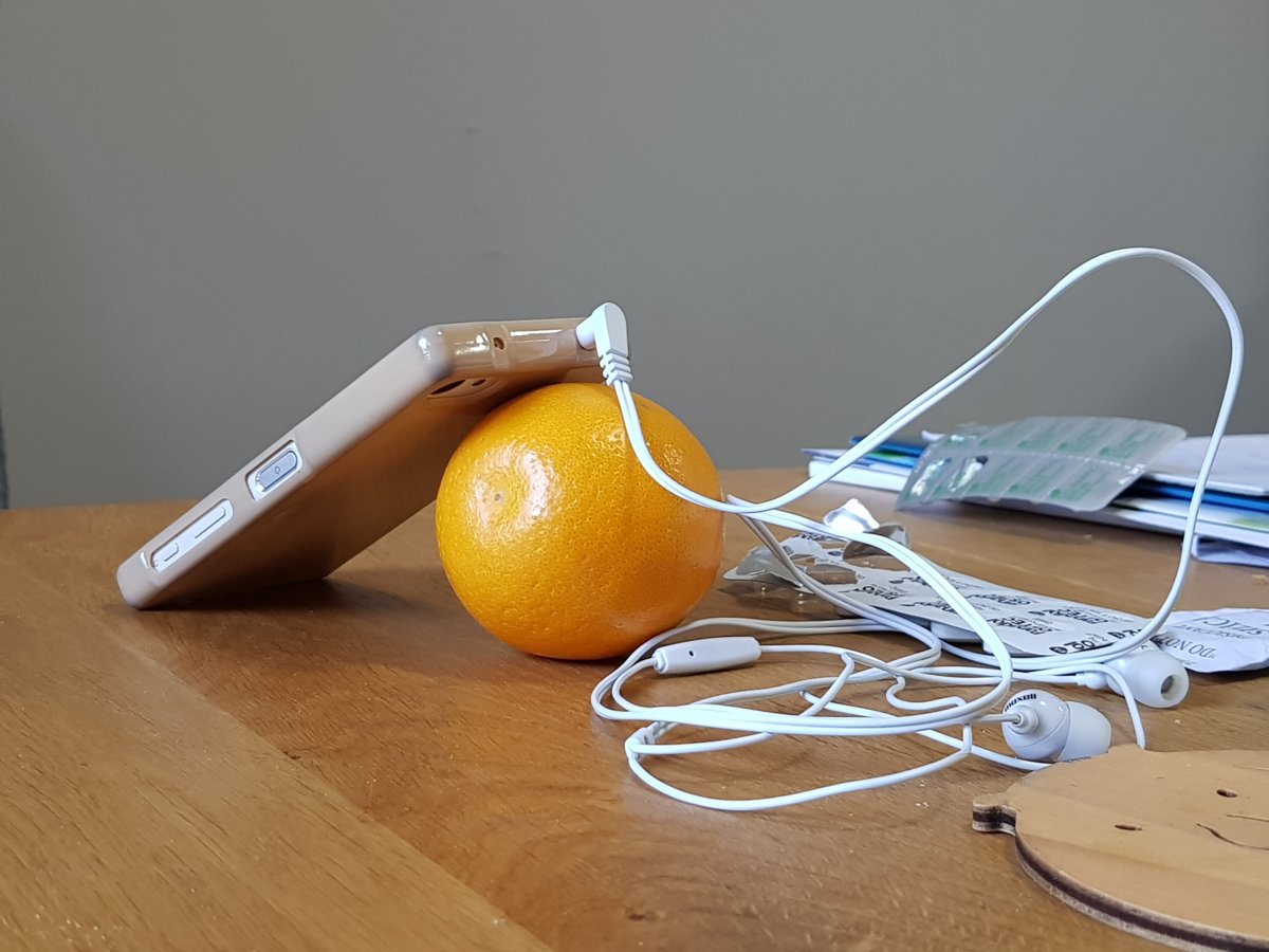 That's why the orange is on the table!