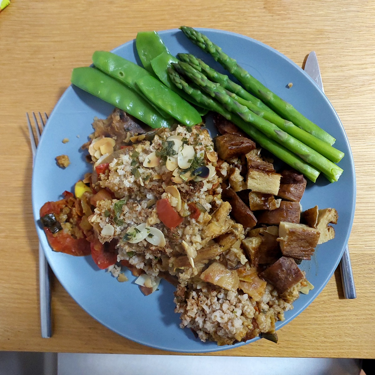 Upside down rice cake & veg