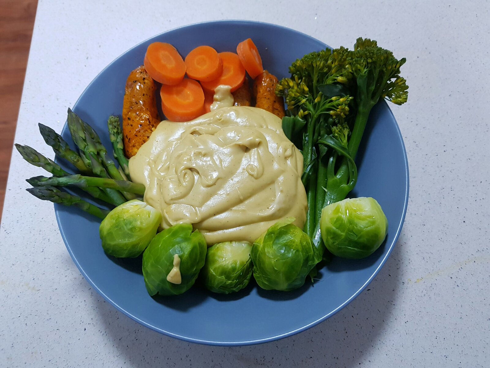 Vegan Cheese Fondue with steamed veg