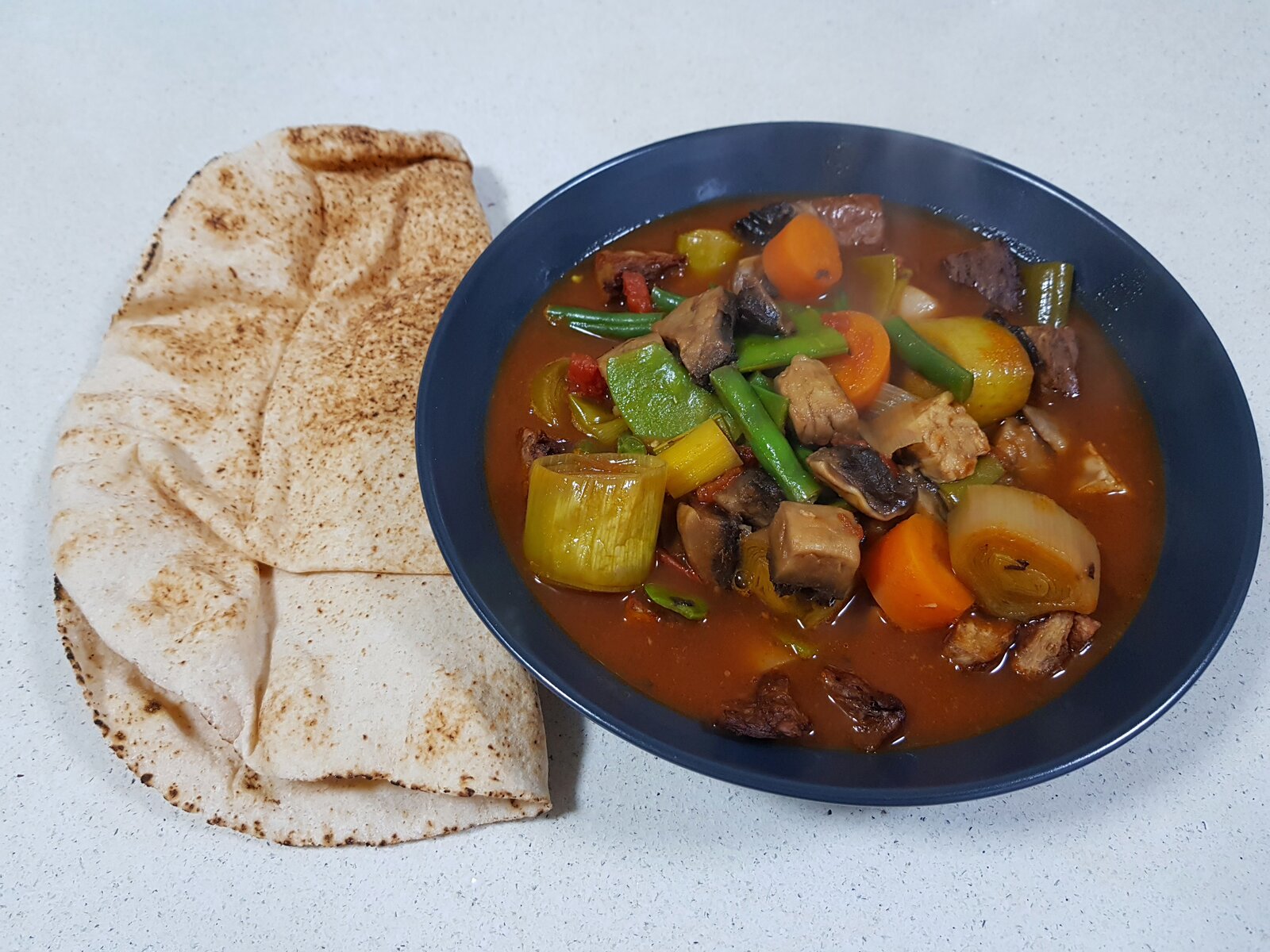 Vegetable & Bean Stew with Lebanese flatbread