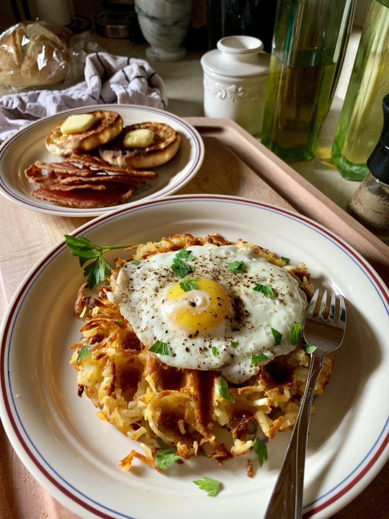 Waffle Iron Hash Brown Breakfast 1