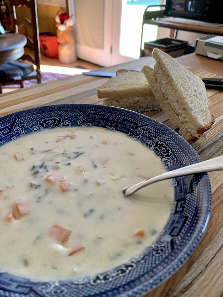 Wild Rice Soup And Chicken Salad Sandwich