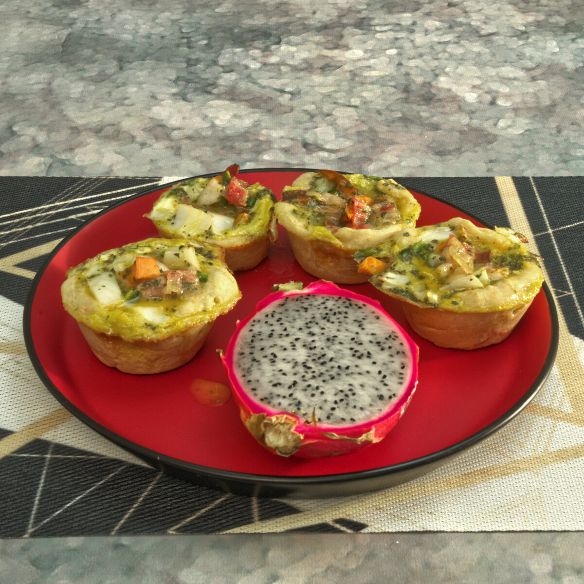 Yam Breakfast Pies with Dragon Fruit
