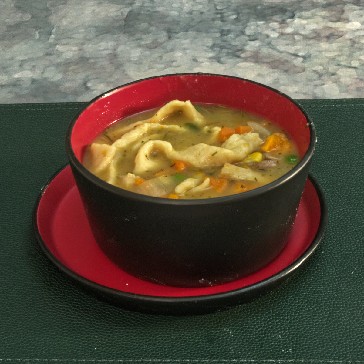 Yam Egg Noodle Turkey Soup